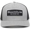 BlackOvis Rectangle Patch Trucker Hat -Superfeet Shop blackovis rectangle patch trucker hat heather gray black
