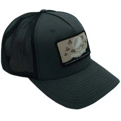 Final Rise Patch Trucker Hat -Superfeet Shop final rise patch cap black.white 2